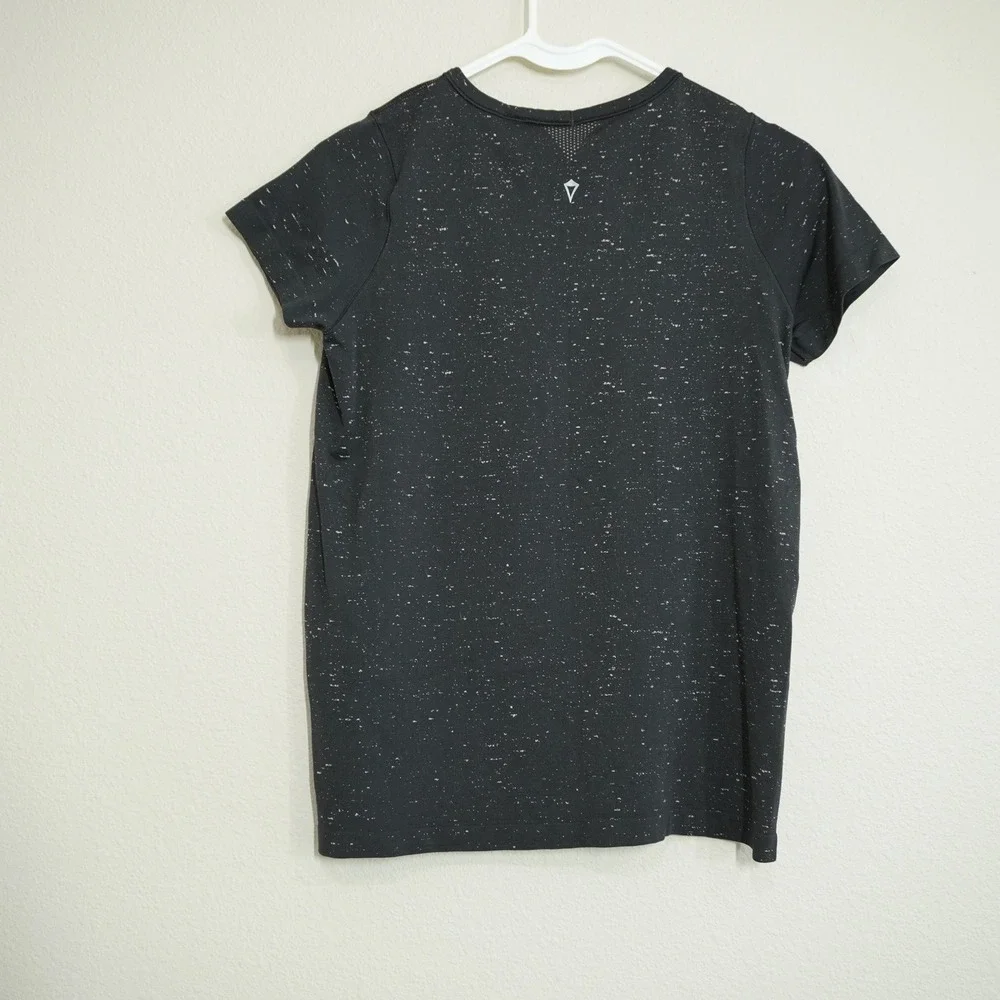 Ivivva by Lululemon Size 14 Fly Tech Short Sleeve T-Shirt Black White Speckle